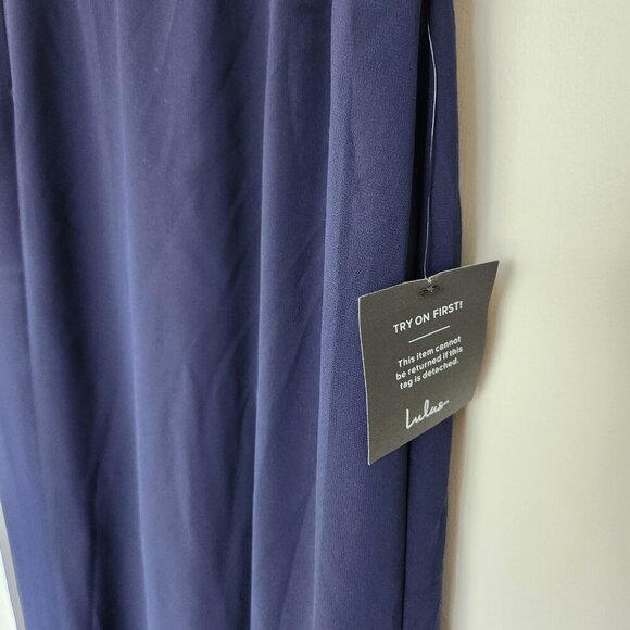 Lulus Elegant Navy Off-Shoulder Maxi Dress - Picture 4 of 7